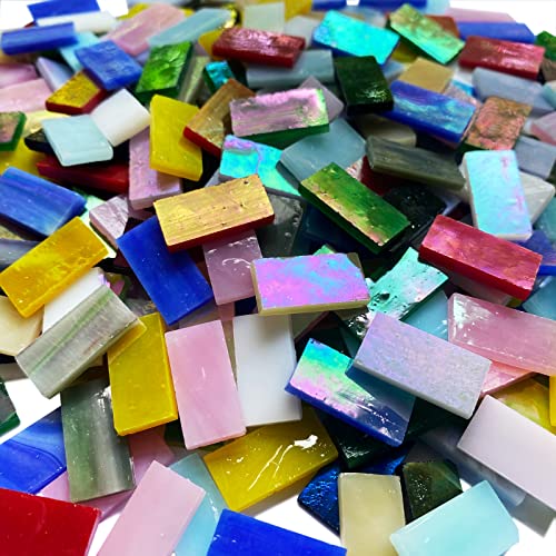 Rectangle Iridescent Glass Mosaic Tiles (15 Ounce)
