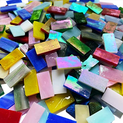 Rectangle Iridescent Glass Mosaic Tiles (15 Ounce)
