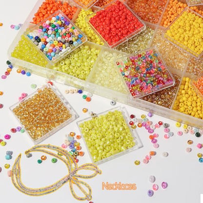 11200pcs Glass Seed Beads for DIY Crafting Bracelet Necklace Embroidery Jewelry Making Supplies (11200 Count)