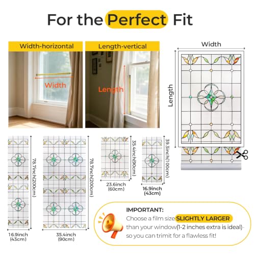 3D Stained Glass Window Privacy Film Decorative Non