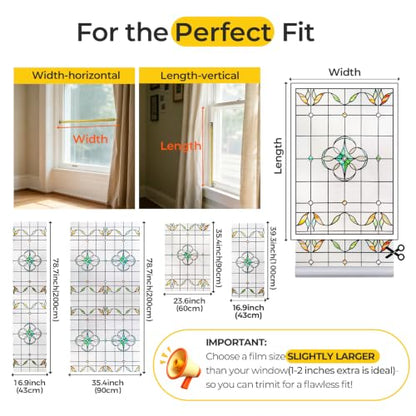 3D Stained Glass Window Privacy Film Decorative Non