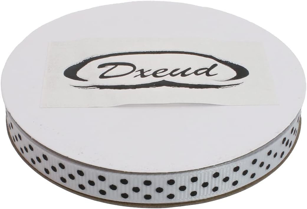Polka Dot Grosgrain Ribbon 25 Yard Each Roll 100% Polyester (3/8", White) - Crafty Corner