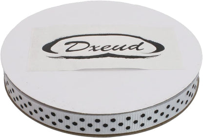 Polka Dot Grosgrain Ribbon 25 Yard Each Roll 100% Polyester (3/8", White) - Crafty Corner