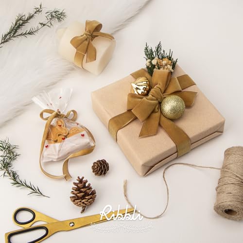 Polyester Khaki Velvet Ribbon (30 Foot)
