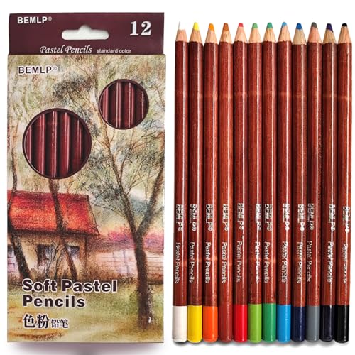 12 Non toxic Professional Soft Pastel Pencils Drawing Sketches Colored Pencils For Drawing School Lapices De Colores Stationery (12 Count)