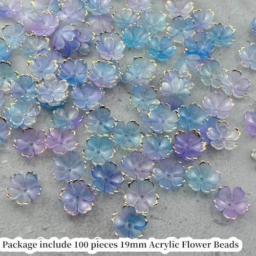 100pcs Acrylic Flower Beads (100 Count)