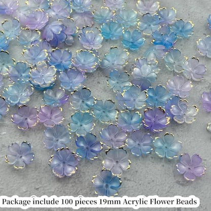 100pcs Acrylic Flower Beads (100 Count)