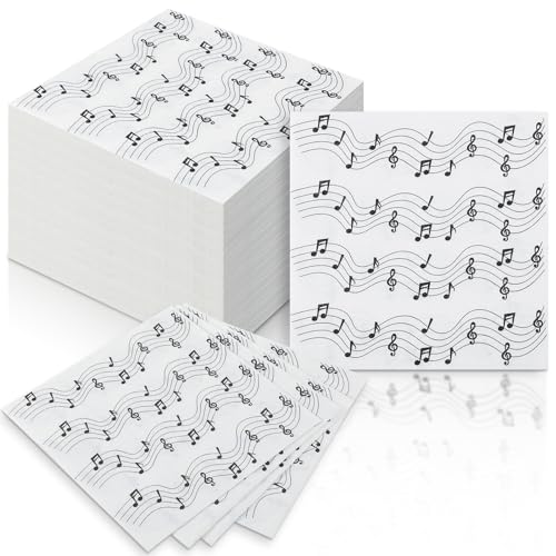 60 Pcs Music Note Cocktail Paper Napkins 6.5 x 6.5 Inches