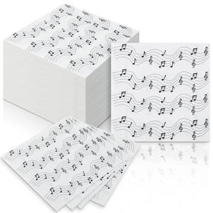 60 Pcs Music Note Cocktail Paper Napkins 6.5 x 6.5 Inches