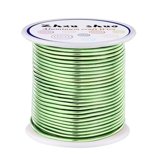 12 Gauge(2mm) Aluminum Wire 35 Yards Anodized Metal Wire for Bonsai Armature Crafting Sculpting Jewelry Craft Making Beading Floral (Light Green, 12 Gauge) (105 Foot)