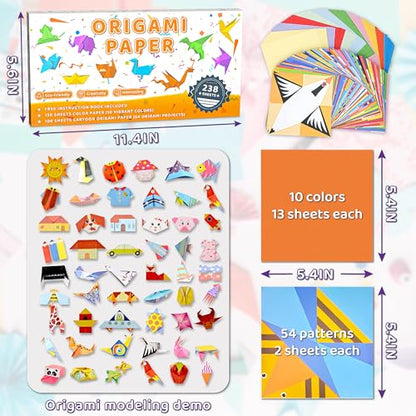 238 Sheets Origami Paper Kit for Age 5 (238 Count)