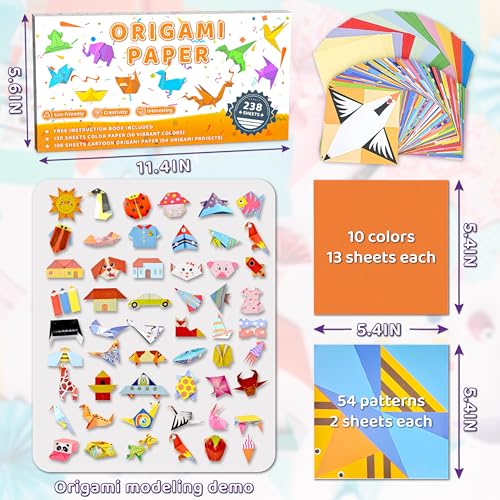 238 Sheets Origami Paper Kit for Age 5 (238 Count)