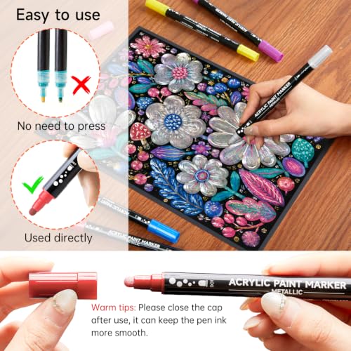 28 Metallic Dot & Fine Tip Acrylic Paint Markers (28 Count)