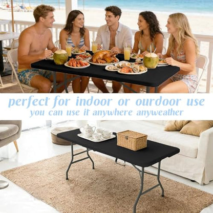2 Pack 6 Feet Portable Folding Table Black