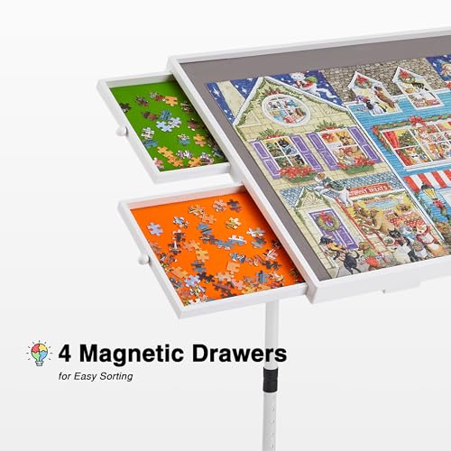 1000 Piece Jigsaw Puzzle Board Table with Drawers and Cover (1000 Count)