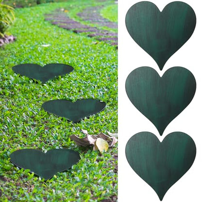 3 Pcs Heart Garden Stepping Stones Brown Cast Iron Stepping Stones Rustic Style Outdoor Stones for Garden Walkway Outside Decorative Decor (3 Count)