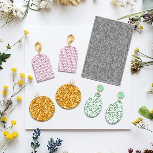 4PCS Polymer Clay Texture Sheets Set for Using with Clay Cutters (4 Count)