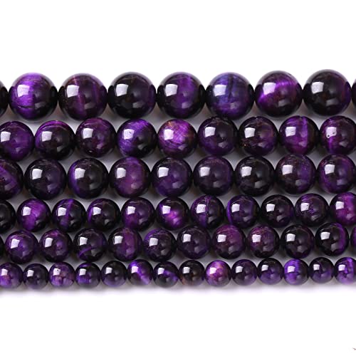 6mm 60pcs A+ Natural Purple Tiger Eye Stone Beads Round Spacer Loose Beads for Jewelry Making DIY Bracelet Necklace 15" Inch (16 Count)