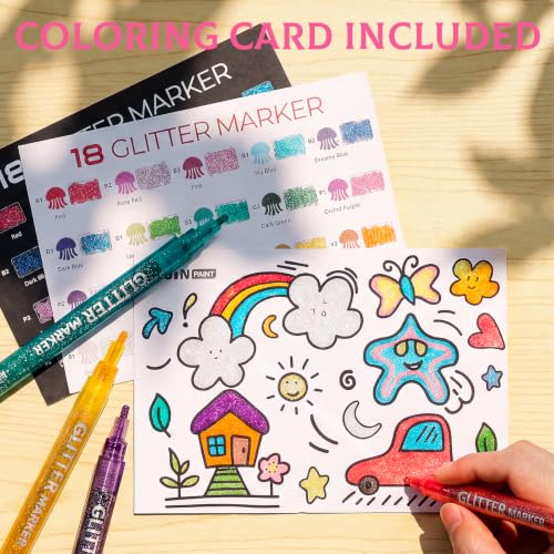 18 Metallic Colors Glitter Markers (18 Count)