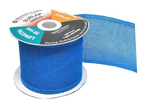 Sky Blue Burlap Ribbon 3 Inch 2 Rolls 20 Yards Unwired Rustic Jute Ribbon for Crafts (60 Foot)