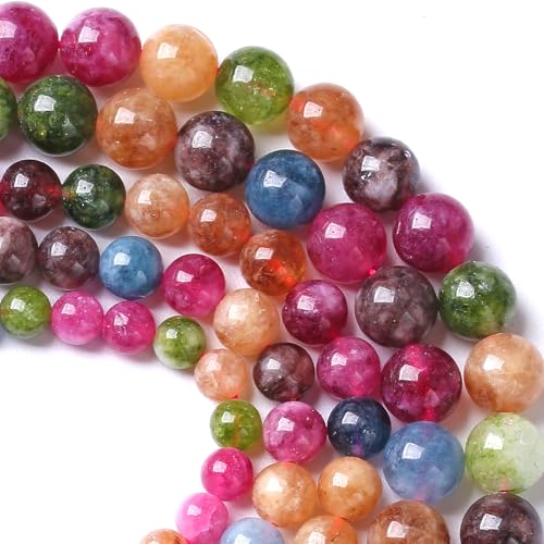 8MM Colorful Tourmaline Stone Beads Natural Gemstone Round Loose Beads for Jewelry Making Bracelet Necklace 45pcs 1 Strands 16"
