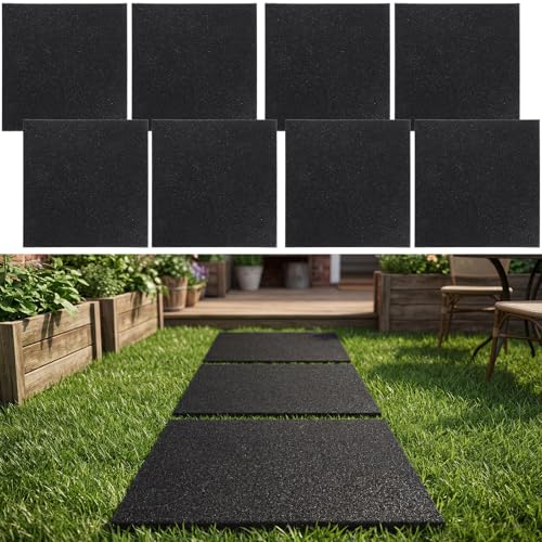 8 Pcs 12 x 12 Inch Rubber Stepping Stones Outdoor Garden Walkway Non (8 Count)