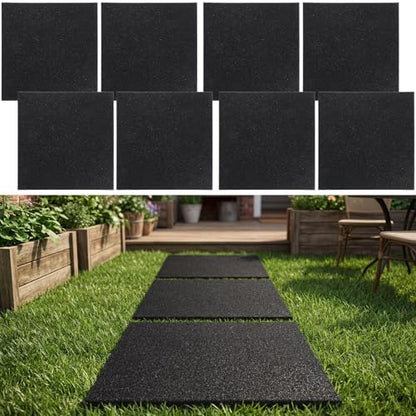 8 Pcs 12 x 12 Inch Rubber Stepping Stones Outdoor Garden Walkway Non (8 Count)