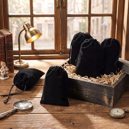 50 Pcs Black Velvet Drawstring Bags (50 Count)