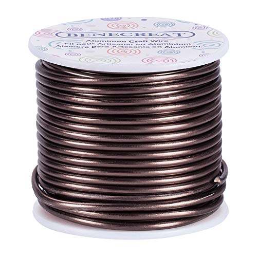 9 Gauge 55FT Brown Jewelry Craft Wire Tarnish Resistant Bendable Aluminum Sculpting Metal Wire for Jewelry Craft Beading Work (55 Foot)