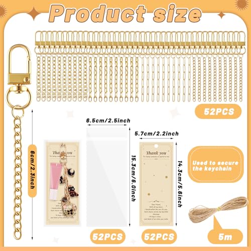 52 Set Lip Gloss Keychain Making Kit with Gift Packaging Supplies (52 Count)