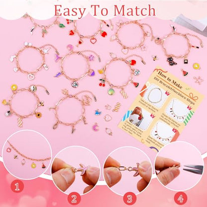 413Pcs Gold Charm Paperclip Charm Bracelet Making Kit for Beginner (413 Count)