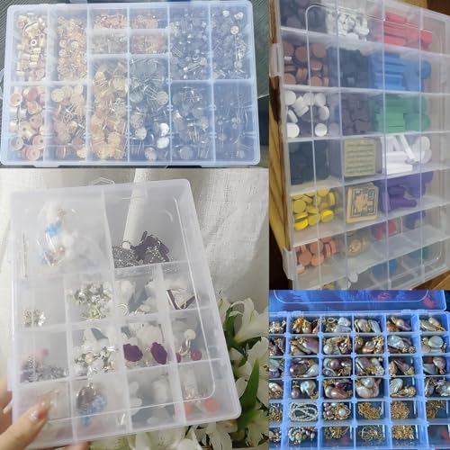 18 Grid Clear Plastic Organizer with Adjustable Dividers