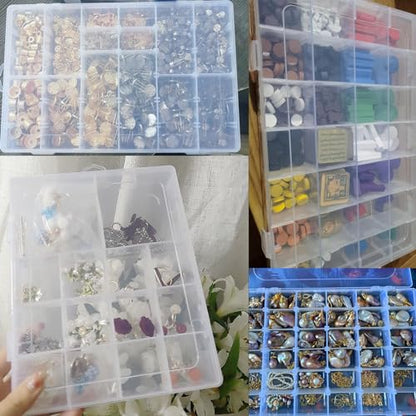 18 Grid Clear Plastic Organizer with Adjustable Dividers