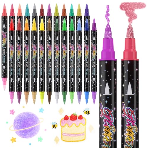 48 Colors 24 Pcs Glitter Markers Pens (24 Count)
