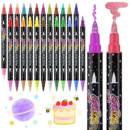 48 Colors 24 Pcs Glitter Markers Pens (24 Count)
