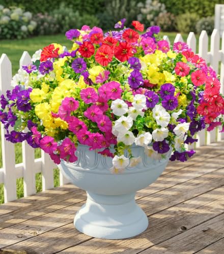 Artificial Flowers Fake Plants for Outdoors Decoration (12 Count)