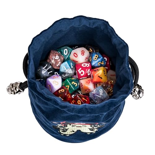 Large DND Dice Bag Blue Dice Storage Bag for D&D Role Playing Games (2.11 Ounce)