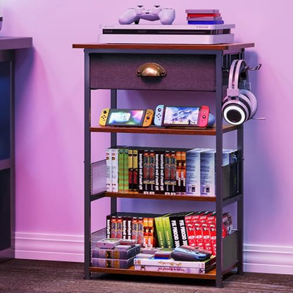 4 Tier AV Media Stand with Drawer