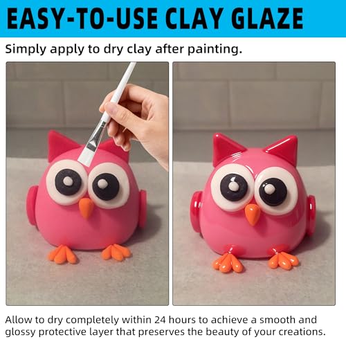 100ml Gloss Air Dry Clay Glaze with 29pcs Clay Tools Kit