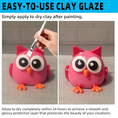 100ml Gloss Air Dry Clay Glaze with 29pcs Clay Tools Kit