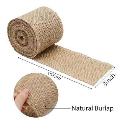 3 Inch Burlap Wide Fabric Craft Ribbon (30 Foot)