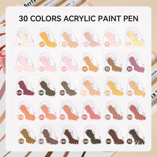 30 Colors Skin Color Acrylic Paint Pens