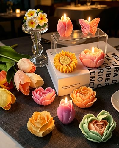 9 PCS Flower Candle Silicone Mold (9 Count)