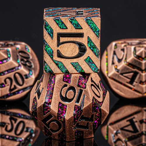 DND Dice Set Dungeons and Dragons Dice d20 Metallic Stripes Dice w