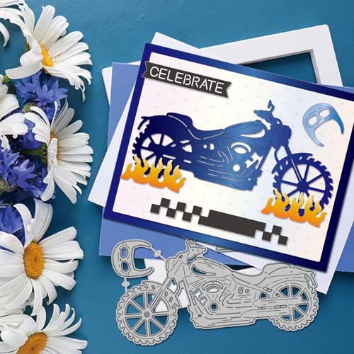 Motorcycle Cutting Dies for Card Making Repair Tools Die Cuts Tires Gears Metal Border Die Cut Dies Stencils for DIY Scrapbooking Embossing Photo Album Craft Decor (15 Count)