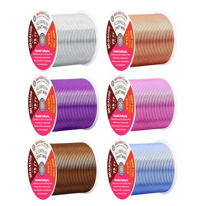 20 GA Blue Pink Brown Assorted Anodized Aluminum Craft Wire (450 Foot)