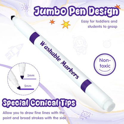 18 Pcs Line Washable Markers Purple Fine Tip Markers for Kid (18 Count)
