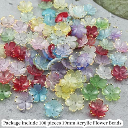 100pcs Acrylic Flower Beads (100 Count)