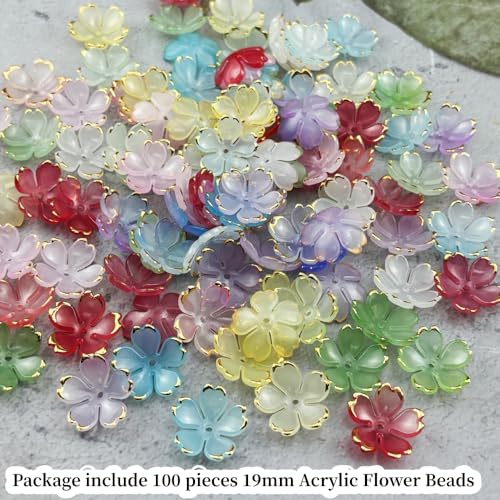 100pcs Acrylic Flower Beads (100 Count)