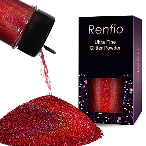 Holographic Ultra Fine Red Glitter Powder Metallic Resin Glitter (2.11 Ounce)